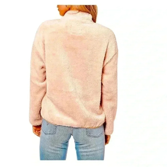 Elodie Tan Plush 1/2 Zip Jacket Size S Women's Fleece Sweatshirt Sweater Cozy - Picture 3 of 10
